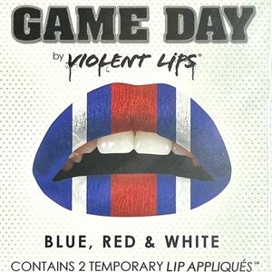 Game Day Violent Lips 💋 Red, Blue & White Temporary Lip Tattoos | 2 Pack